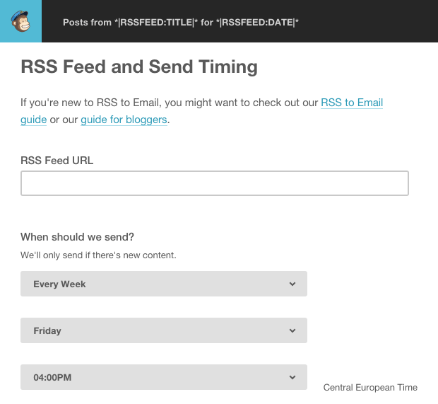 MailChimp rss feed and send time